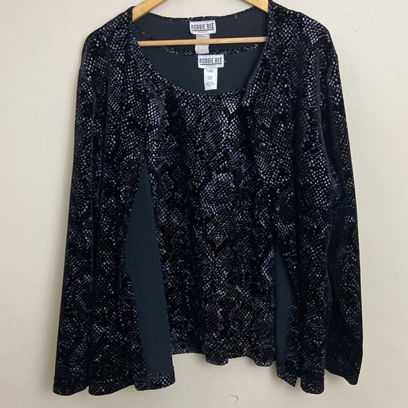 Robbie Bee Velvet Snake Print Shimmer Twin Set size 18W Business Casual Fall - Picture 2 of 11